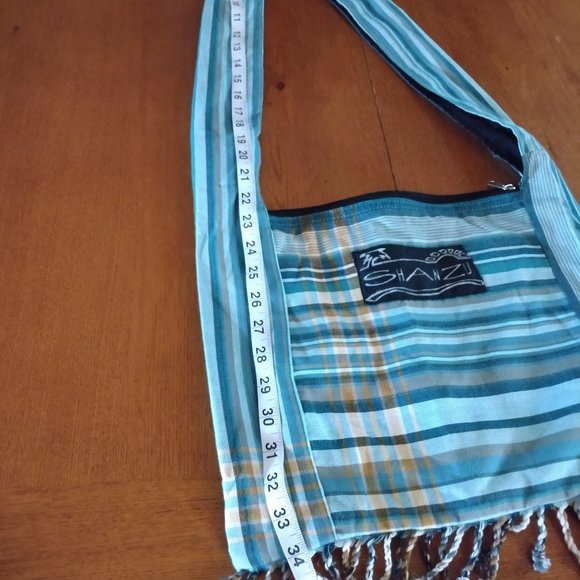 Shanzu Teal and Pumpkin Colored Crossbody Bag - Picture 8 of 8